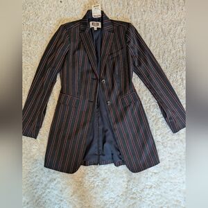 Etcetera Striped Grey And Maroon Blazer